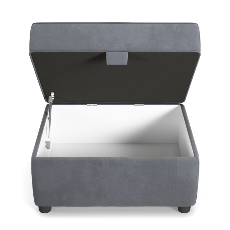 Laverton Wide Velvet Rectangle Footstool Ottoman with Storage, Steel