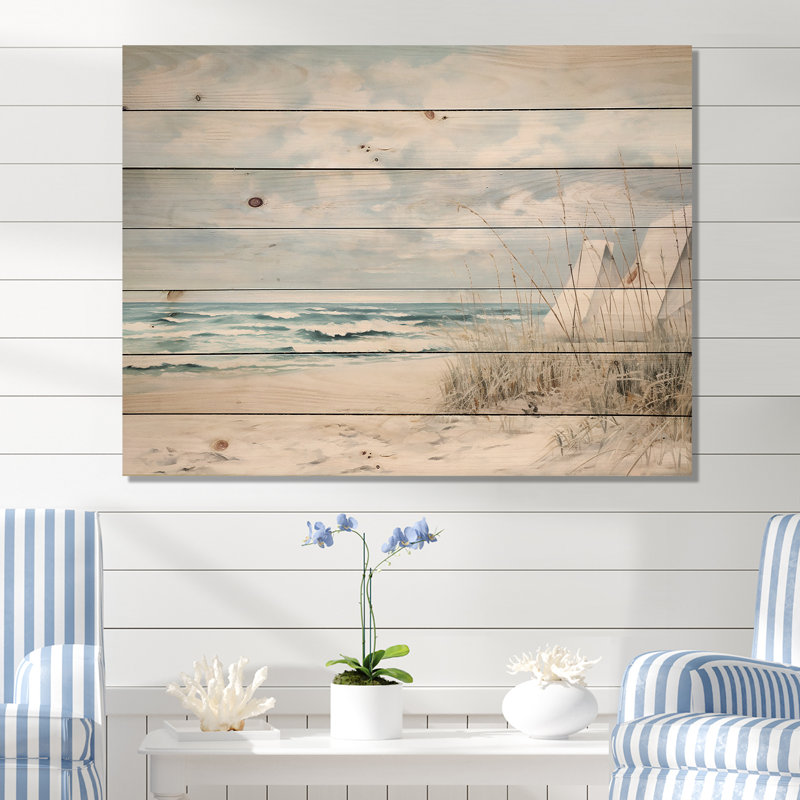 Paysage de plage minimalisme II sur bois, H 30 po x l 40 po x P 0,78 po