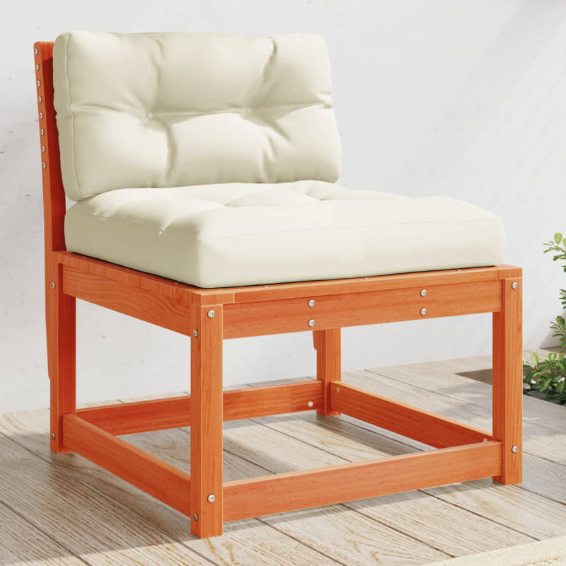 Garden Sofas Outdoor Corner Sofa Patio Seat Couch Solid Wood Douglas, Cream White, Wax Brown