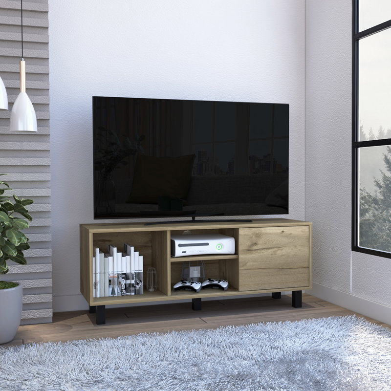 3-Shelf Rectangle TV Stand Light Oak