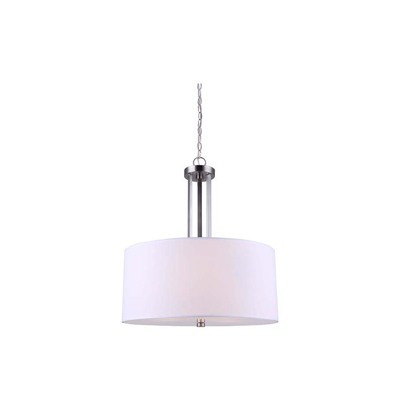 Lustre tambour 3 lumières à abat-jour Resaca, Nickel brossé