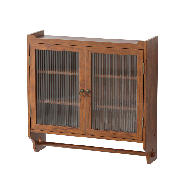 Buffet de cuisine, armoire murale avec porte-serviettes pour la salle de bain, la cuisine et la salle à manger, Brun
