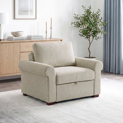 Mischa 48" Modern & Contemporary Convertible Chair with Pull-out Bed, Click Motion Back and Two Roll Arms