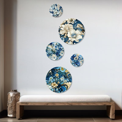 Limoges - Floral Glam Round Wall Art Set Of 5