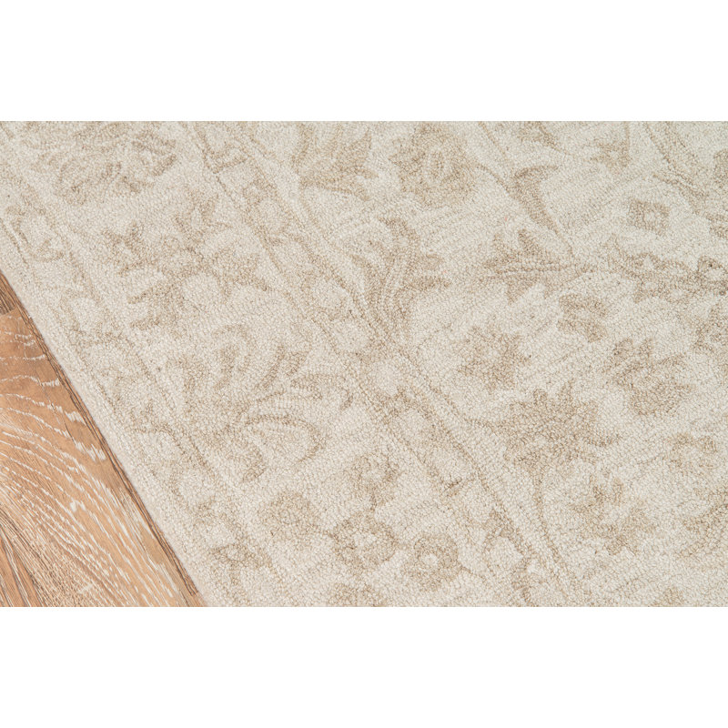 Cece Handmade Tufted Wool Beige Rug, Rectangle 5' x 8'