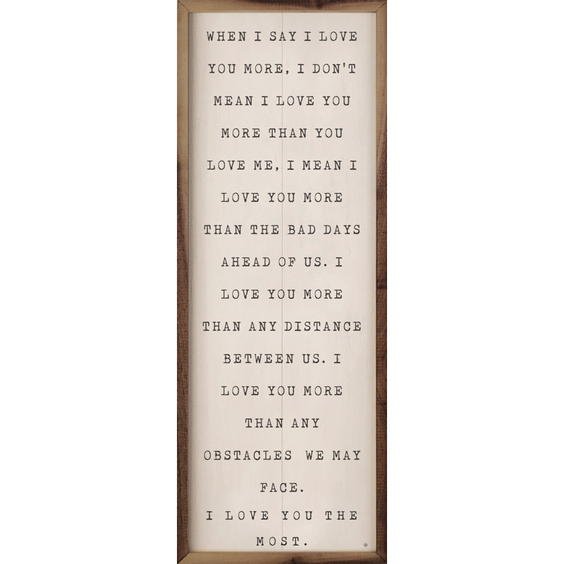 Love You More - blanc, H 36 po x l 12 po