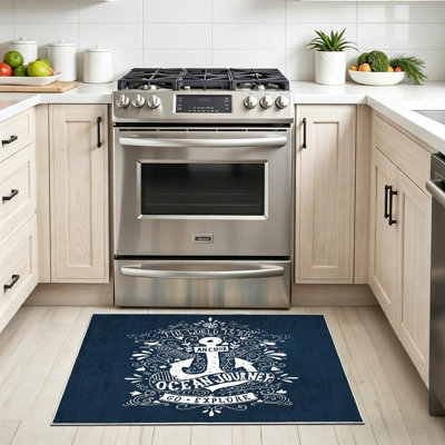 Clear Machine Washable,Drawn Vintage with Anchor and Indoor Area Rug