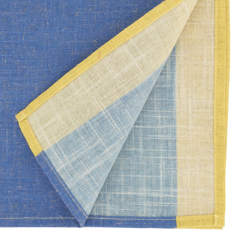 Blue and Yellow Polyester Color Block Table Runner