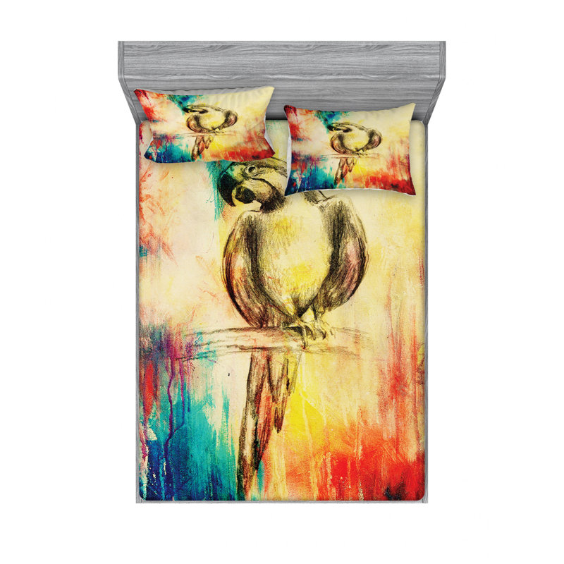 Parrot Microfiber Sheet Set, Full Sheet Set + Fitted Sheet + 2 Pillowcases