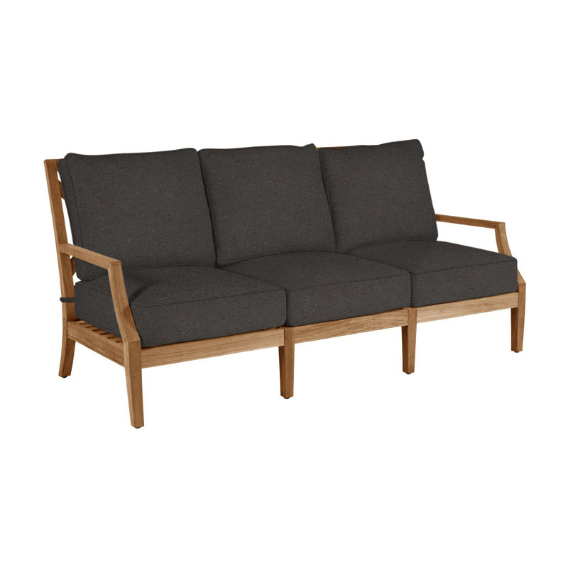 Haley Teak Patio Sofa with Cushions, Verona Fossil, Welt + Standard fill, Natural Teak