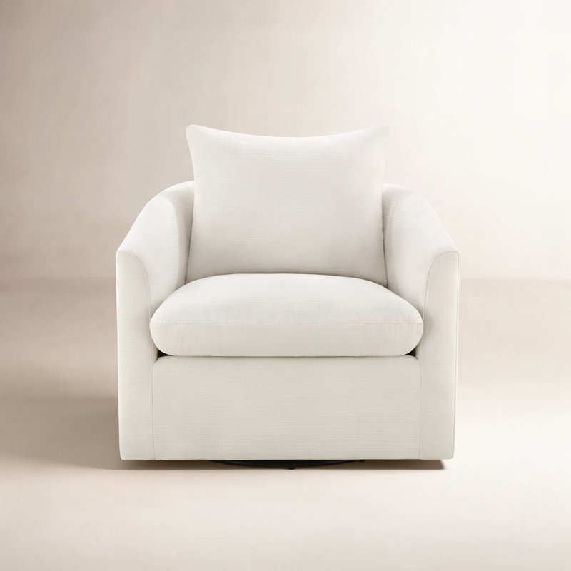 Menta 33.5'' Upholstered Swivel Barrel Chair, Flannigan Cotton Tweed