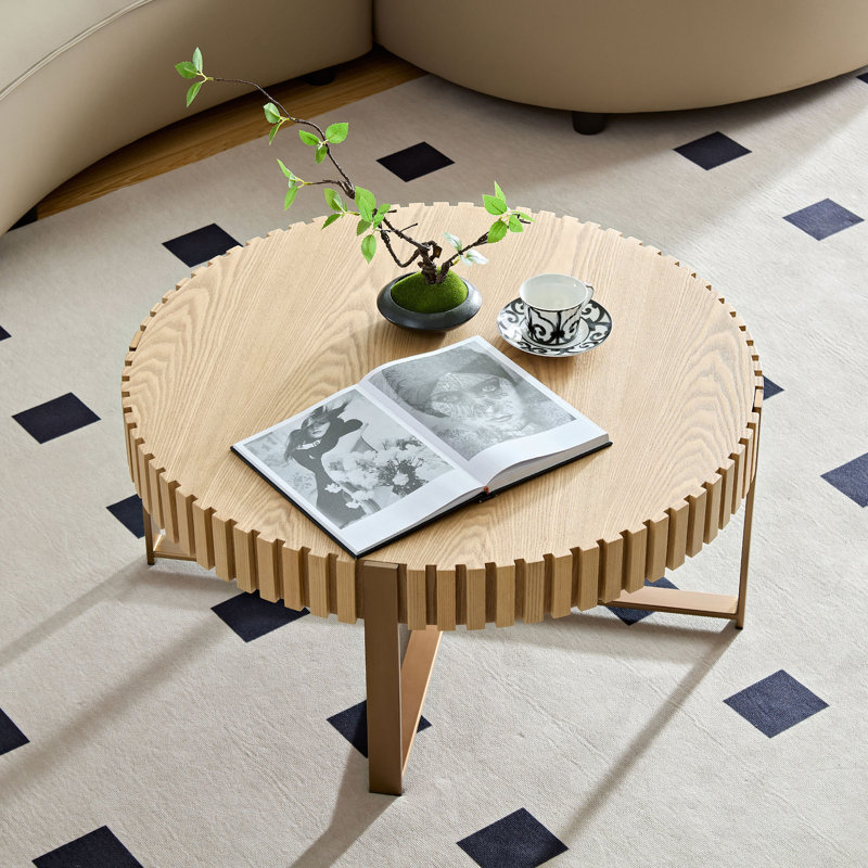 Table basse compacte et moderne, en bois de frêne naturel et en métal, pour le salon