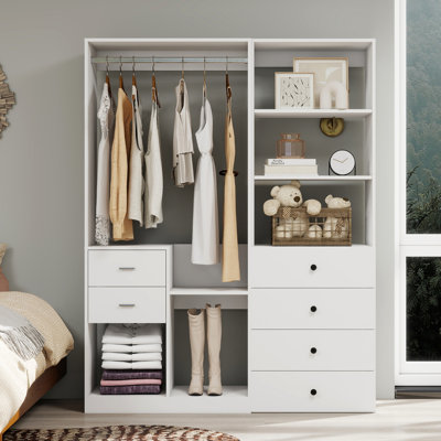 Closet Organizer System with Drawers and Hanging Rods
