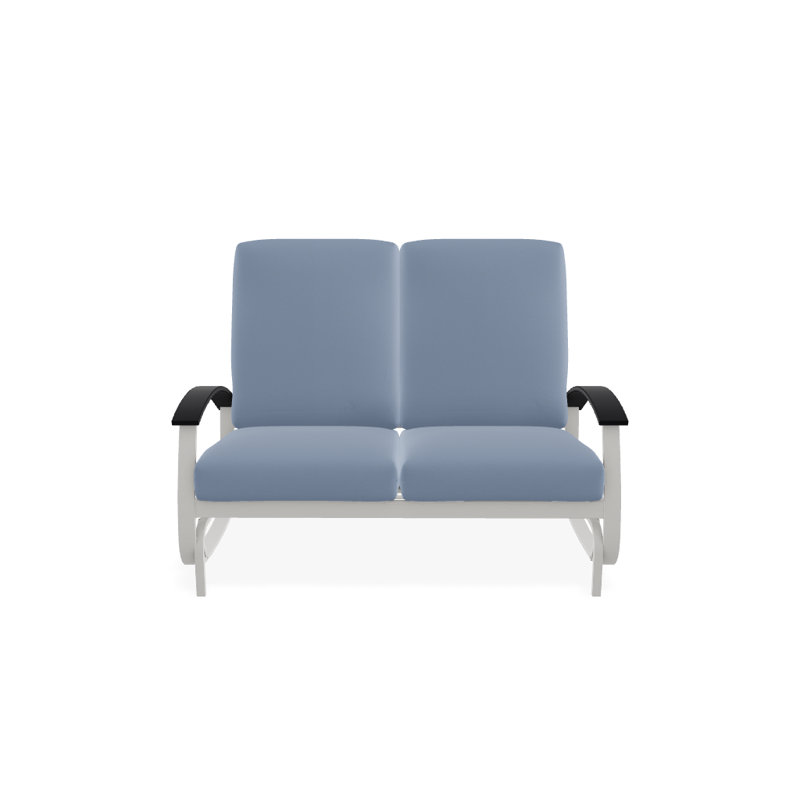 Banc oscillant avec coussins Askar, Toile toile Sunbrella® bleu ciel, Noir P70, Neige texturée