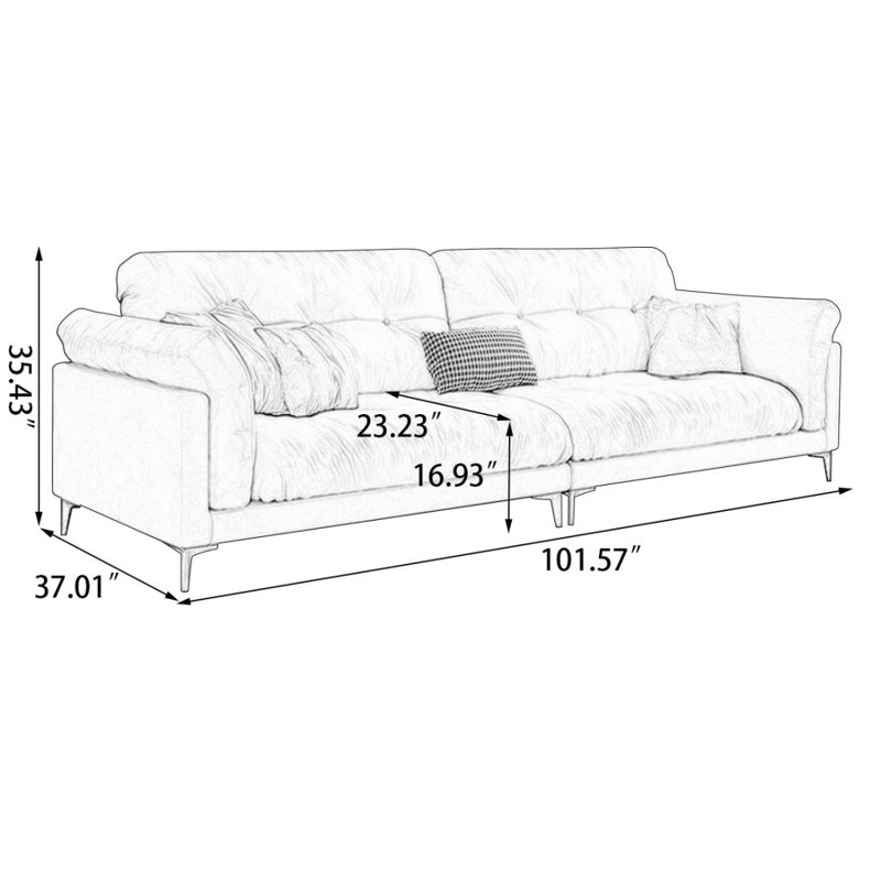 Coussin modulaire jaune 100% polyester, Jaune, H 35,43 po x l 101,57 po x P 37,01 po
