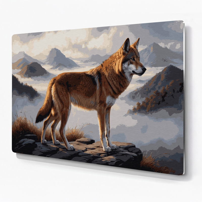 Faune, loup éthiopien, art mural en métal, H 16 po x l 20 po
