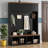 59" W Farmhouse Hall Tree with Bench & Storage – 4-in-1 Entryway Organizer with 4 Top Cabinets, 4 Open Bottom Cubbies & Coat Hooks – Wood-Grain Accent for Hallway, Mudroom, Living Room – Anti-Tip Safety-129519740