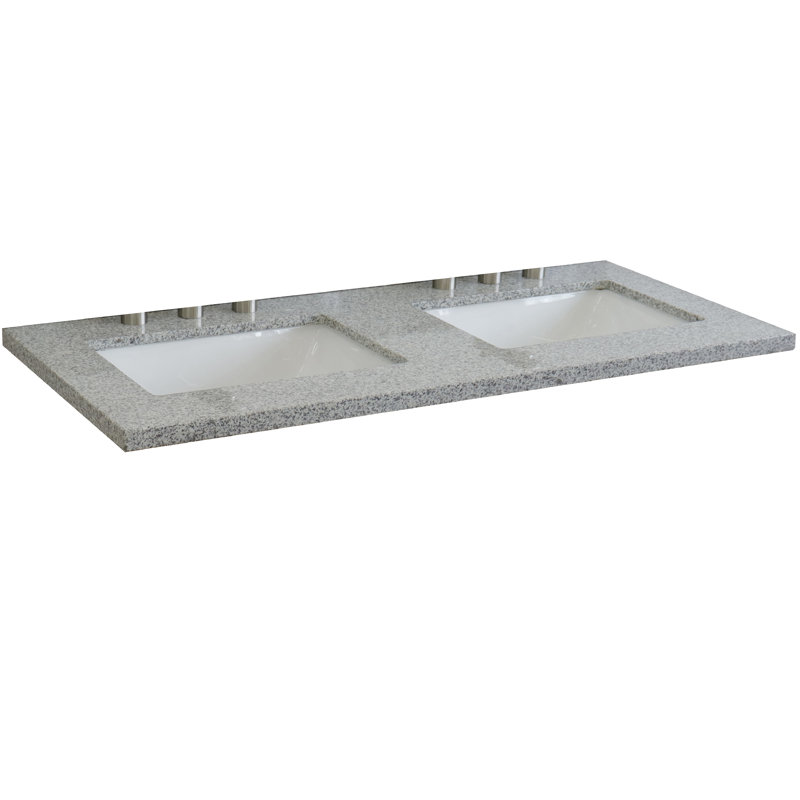 Plateau de meuble-lavabo double 49 po avec lavabo, Granite