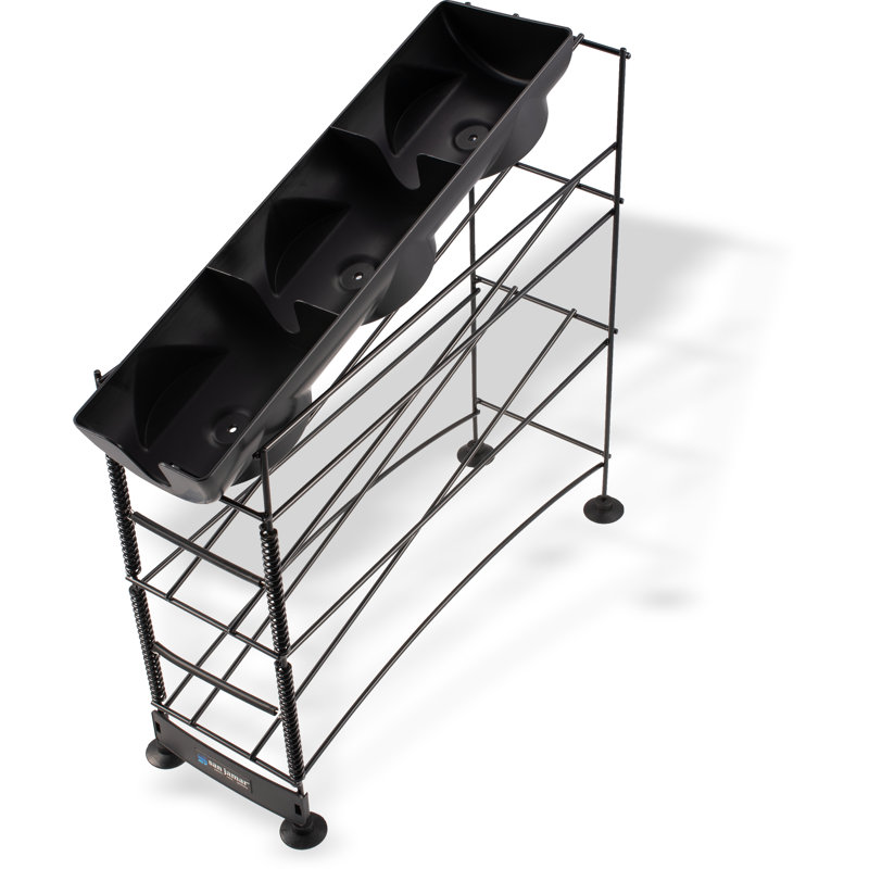 Black 5-Compartment Gravity Cup and Lid Dispenser