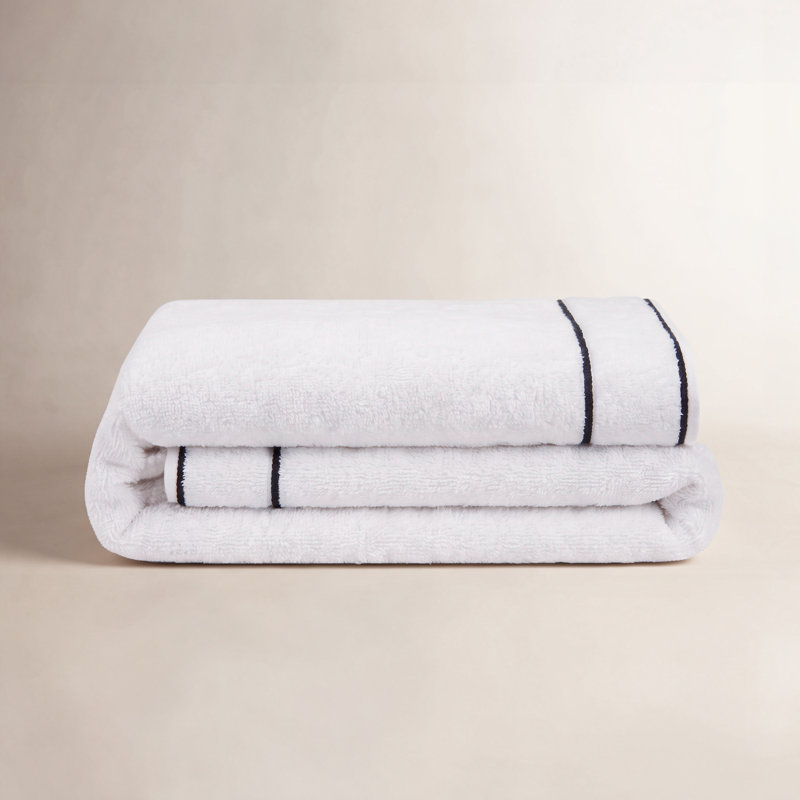 Lillet Cotton Plush Hand Towel, White/Black
