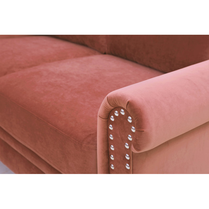 Ensemble de salon en velours 3 pièces Raynor, Velours rose