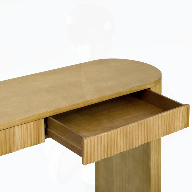 Console avec pieds rayés robustes et arqués, Bois naturel