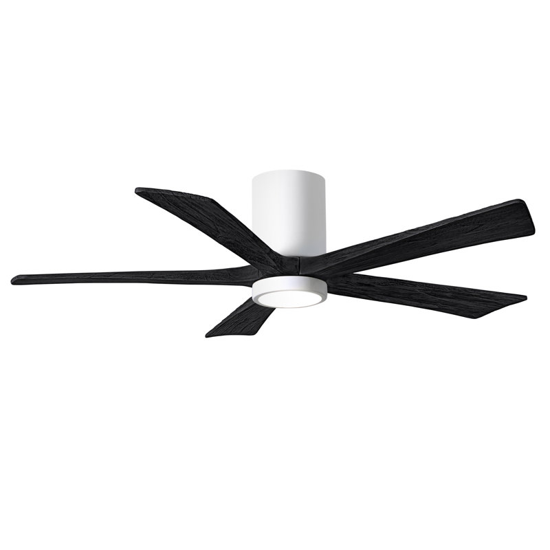 Ventilateur de plafond à 5 pales DEL avec ensemble d'éclairage inclus Irene, Blanc brillant, 52", Noir mat