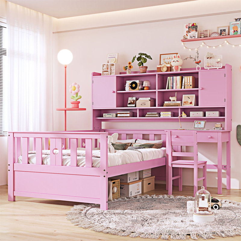 Lit multifonctionnel en bois, Rose