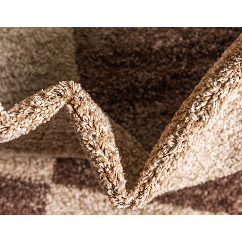 Tapis brun à motif géométrique Harvest, Tapis de couloir 2 pi x 6 pi