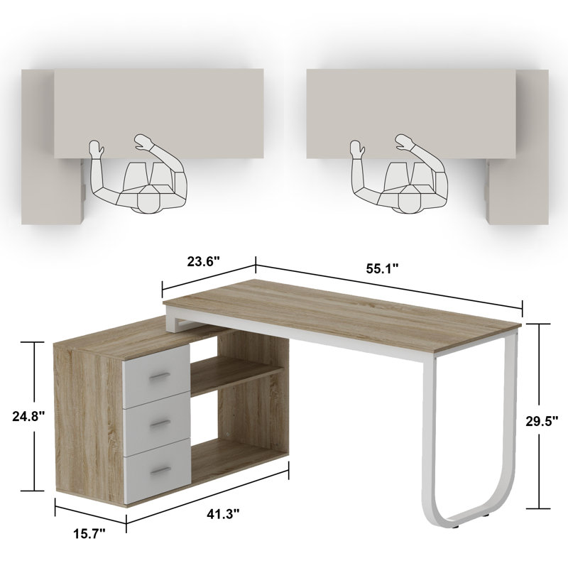 Verlynn Modular L-Shaped Executive Desk , Burlywood/White