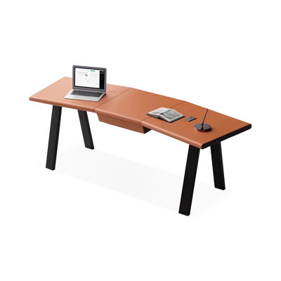 Orange Curved Manufactured Wood with 1 drawers writing desk