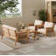 Ensemble de canapé modulaire d'extérieur 4 pièces en bois d'acacia et corde