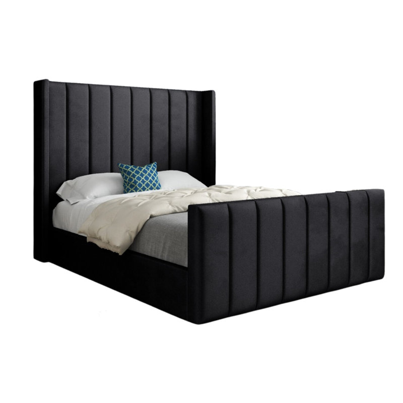 Anastasiea Upholstered Bed, Small Single (2'6), Black