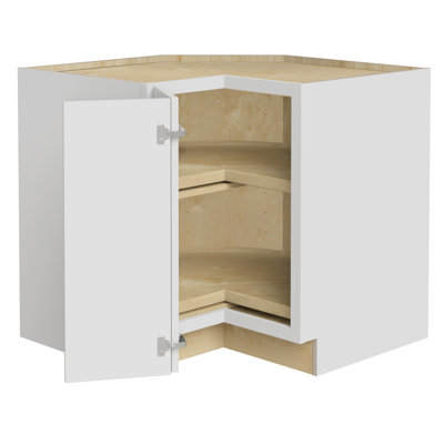 Gallery Express Ellison Plywood Assembled 33 in W x 24 in D x 34.5 in H Corner Lazy Susan Kitchen Cabinet Left in White