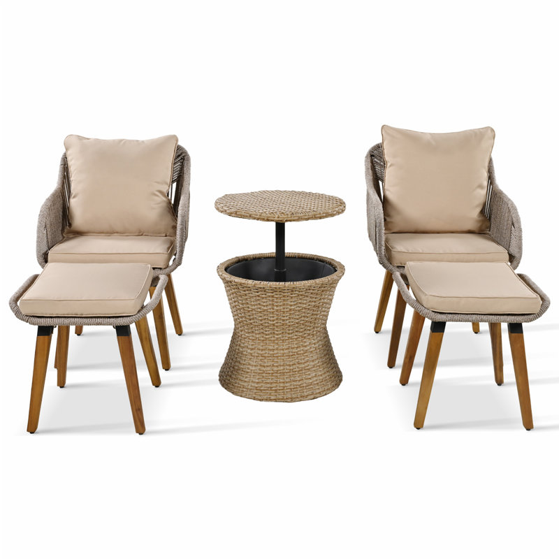 5 Pieces Patio Furniture Chair Set, Brown