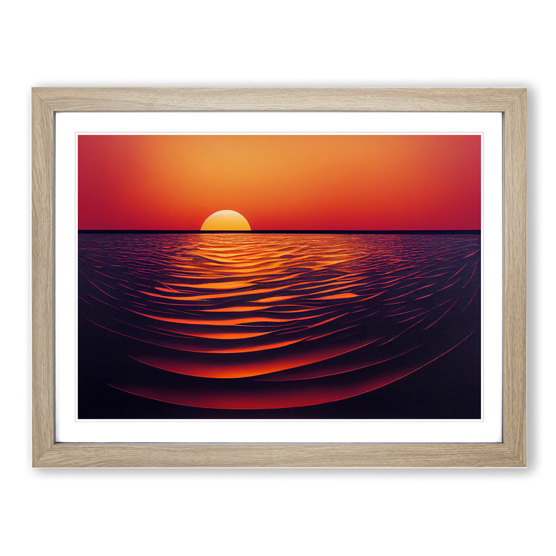 Ethereal Ocean Sunset - Framed Print, 46cm H x 64cm W x 2cm D, Oak