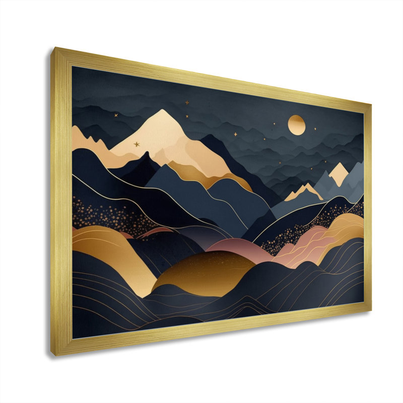 Nashaun Gold Minimalist Mountains I - Minimalisme, art mural, H 30 po x l 40 po x P 1,5 po, Encadrement doré