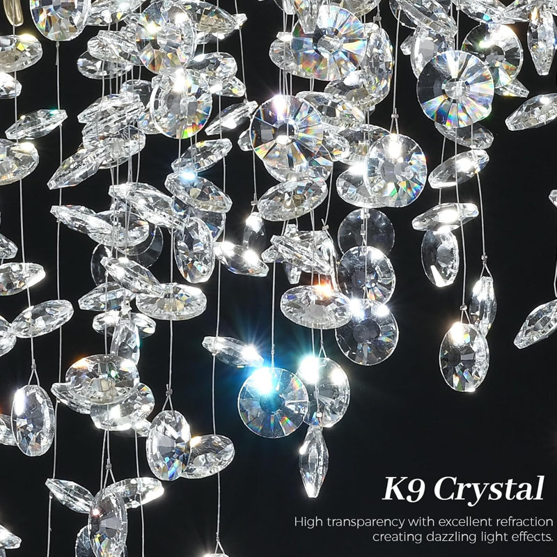 Lustre linéaire en cristal 61 po, Argent argent