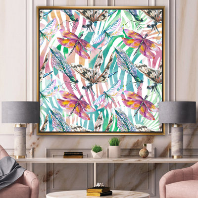 " Exotic Dragonfly On Tropical Background " Painting Print