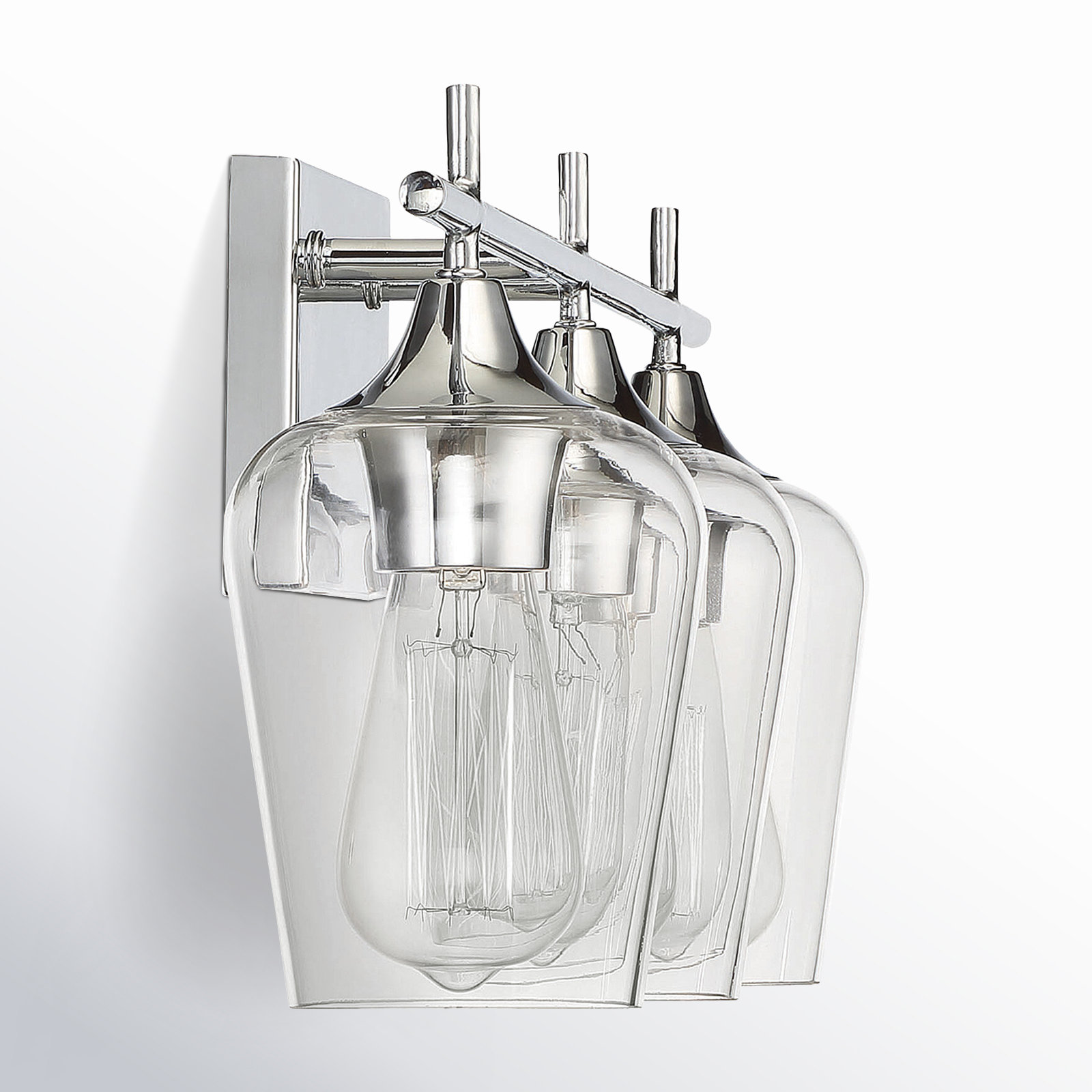 Breena 3-Light Dimmable Vanity Light, Polished Chrome, Clear