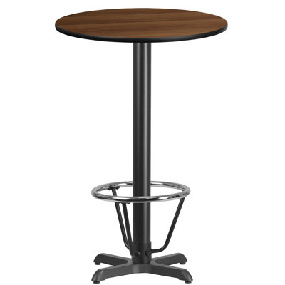 Plateau de table rond en stratifié 24 po Baskin avec base de table à hauteur de bar 22 po x 22 po