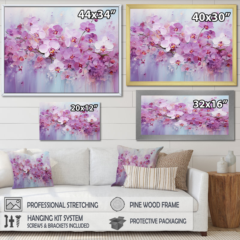 «Purple Pansies Blooming Field» sur toile, Cadre flottant doré, H 16 po x l 32 po x P 1 po
