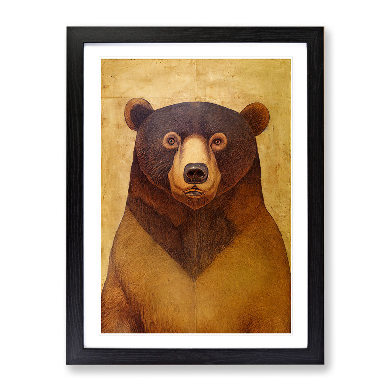 Bear Illustration - Single Picture Frame Print, Black Framed, 34cm H x 25cm W x 2cm D