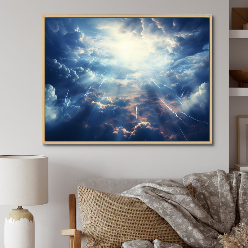 Etheral Storm Sky - Sky Wall Art, Brown Floater Frame, 16" H x 32" W x 1" D