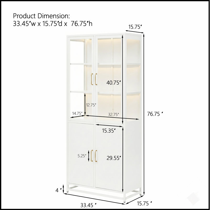 Vitrine en verre de 195 cm de haut avec éclairage DEL, structure en acier et vue panoramique sur 3 côtés, idéale pour la décoration de la maison et du bureau.