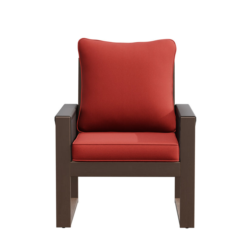 Chaise en osier de bois avec coussins, Rouge