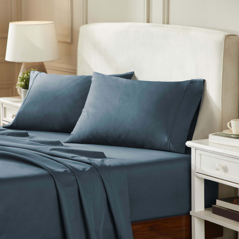 Certified Egyptian Cotton 850 Thread Count Solid Deep Pocket Bed Sheet Set, Twin XL Sheet Set + 2 Additional Pieces, Blue