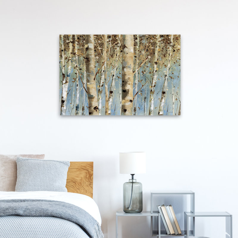 Forêt blanche - bouleaux, art bleu, forêts brunes, H 24 po x l 36 po