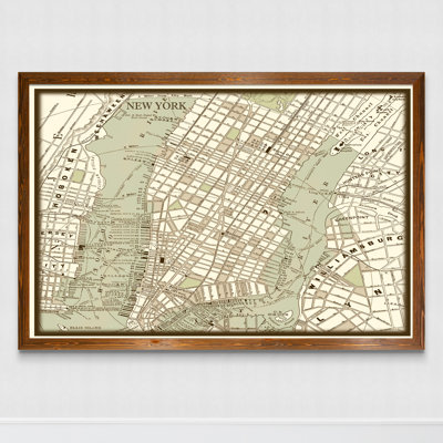 " Custom Sepia Map Of New York City " by Paul Cezanne