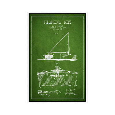 Fishing Net Green Patent Blueprint by Aged Pixel - Gallery-Wrapped Canvas Giclée on Canvas
